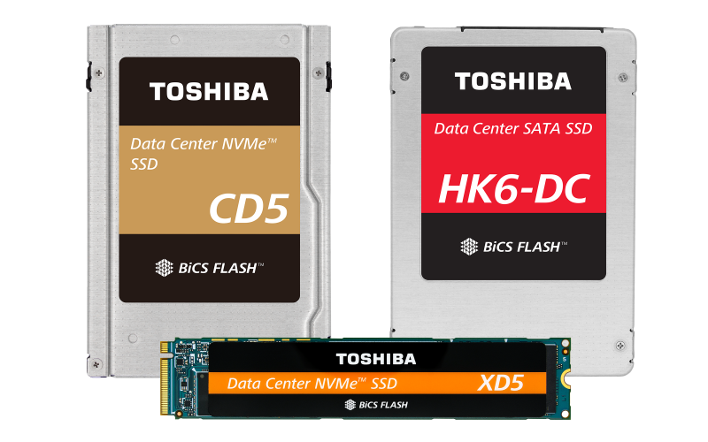 Toshiba анонсировала новые линейки твердотельных накопителей CD5, XD5 и HK6-DC на базе трехмерной флэш-памяти 