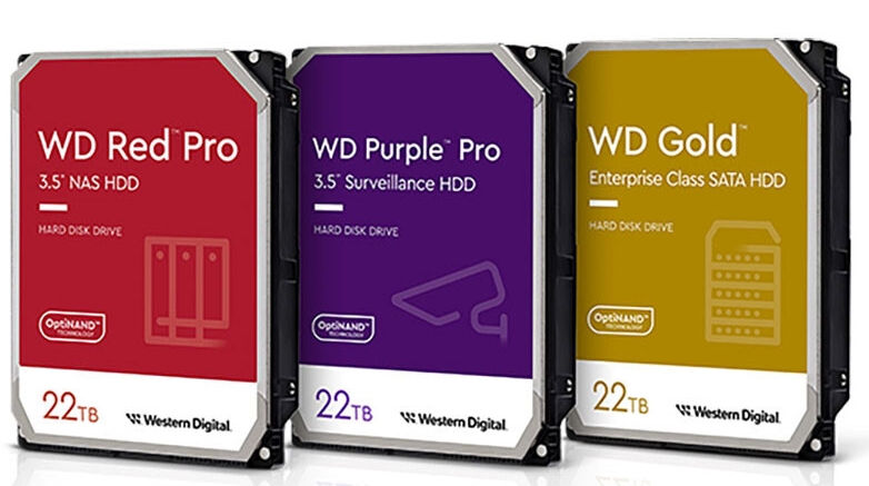 Western Digital поставляет жесткие диски WD Gold, Red Pro и Purple Pro емкостью 22 ТБ