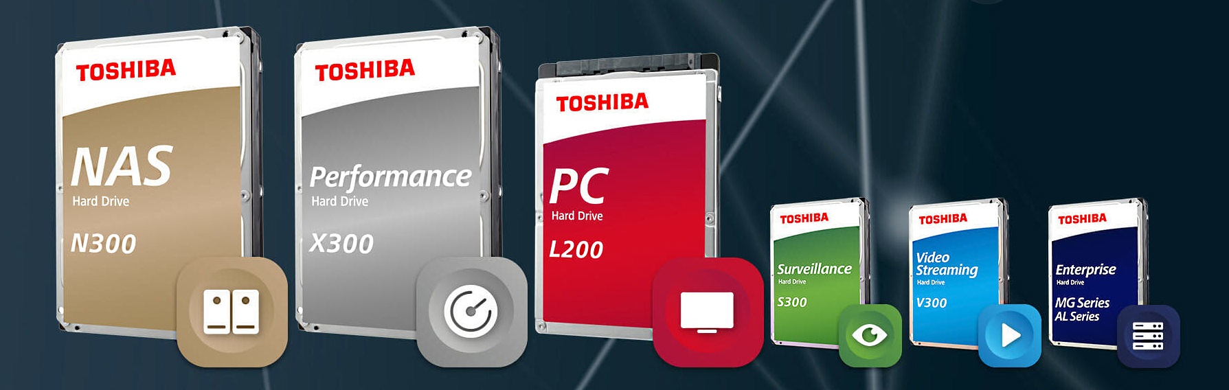 Toshiba представила новые серии жестких дисков - P300, L200, X300, N300, V300 и S300 